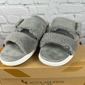 Koolaburra by UGG Pasea Slides Slip-Ons Sandals Shoes Vegan Wild Dove Gray NEW
